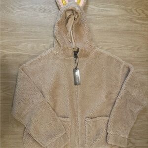 Current Mood Tan Puffer Jacket with Bunny Ears